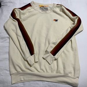 Aviator Nation Sweatshirt Vintage White Velvet Stripes size L